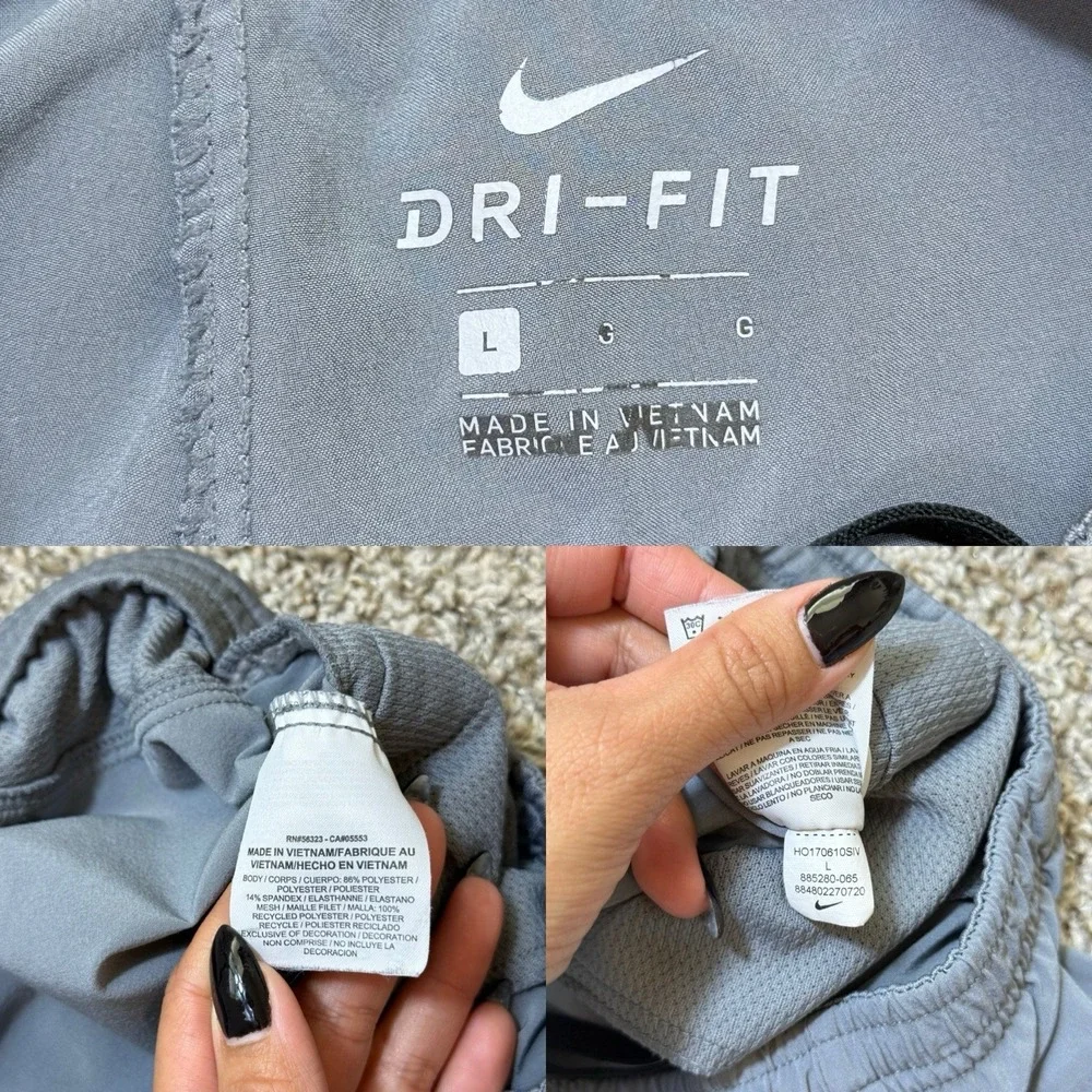 Nike Mens L Dri-FIT Flex Running Pants Gray Tapered Zip Cuff Reflective 885280